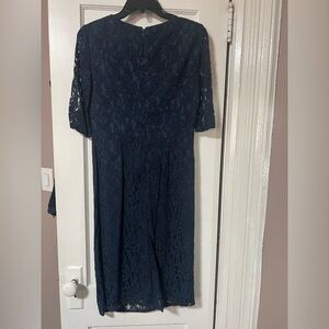 Navy blue quarter sleeves laced dress